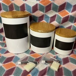 Ceramic air tight jars with chalk label bamboo lid​​​​​​​​​​​​